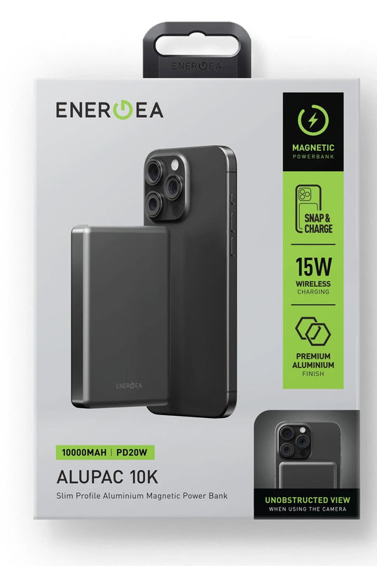 AluPac 10K 10.000 mAh 20W Type-C ve 15W Kablosuz Şarj Çıkışlı PD Hızlı Şarj Magsafe Powerbank - Koyu Gri 6