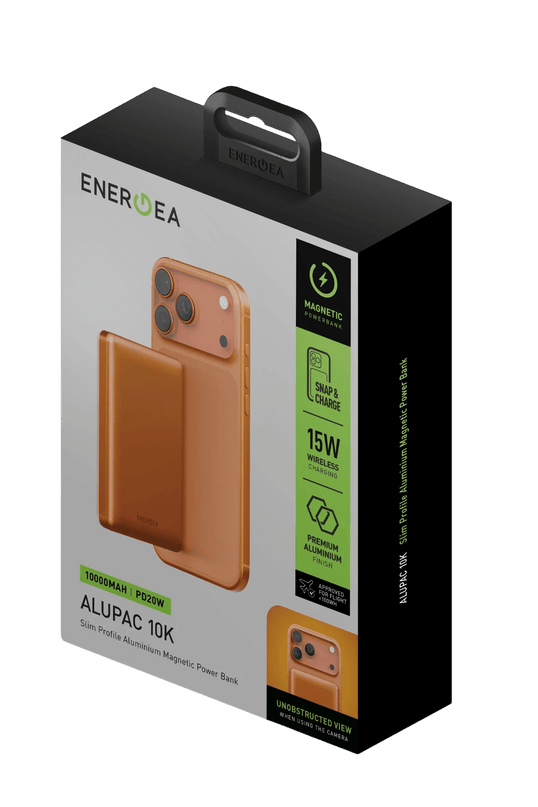 AluPac 10K 10.000 mAh 20W Type-C ve 15W Kablosuz Şarj Çıkışlı PD Hızlı Şarj Magsafe Powerbank - Turuncu 4