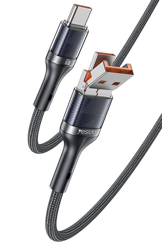 CA165C 1.2M 2in1 Bir Ucu USB ve Type-C to Type-C PD Hızlı Şarj Kablosu