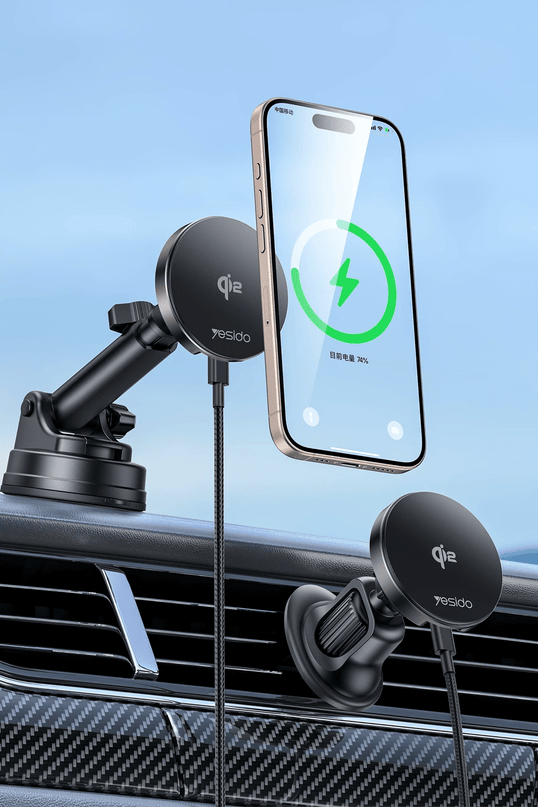 DS30 2in1 Izgara Klipsli ve Vantuzlu 15W Kablosuz Şarjlı Manyetik Magsafe Araç Tutucu 3
