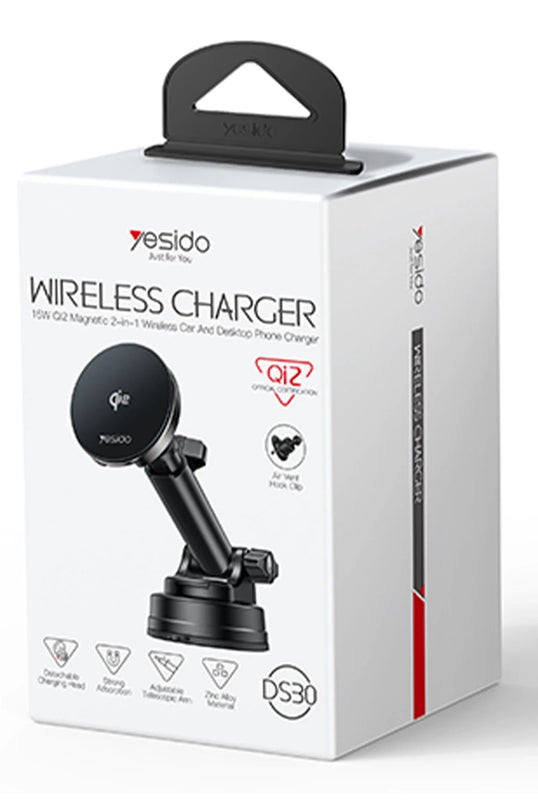 DS30 2in1 Izgara Klipsli ve Vantuzlu 15W Kablosuz Şarjlı Manyetik Magsafe Araç Tutucu 6
