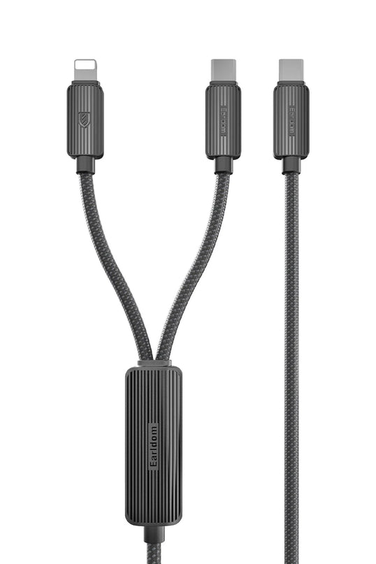 EC-IC01 1.2M Type-C to Type-C 60W ve Lightning 30W Çift Çıkışlı 2in1 PD Hızlı Şarj Kablosu