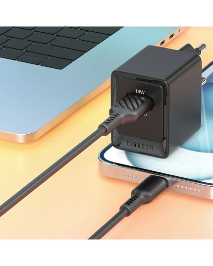 EU45 18W USB QC 3.0 Çıkışlı ve USB to Lightning Kablolu PD Hızlı Şarj Cihazı 4