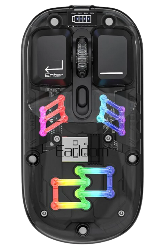 KM16 1600 DPI Sessiz Transparan Yapılı RGB Kablosuz Ofis Mouse