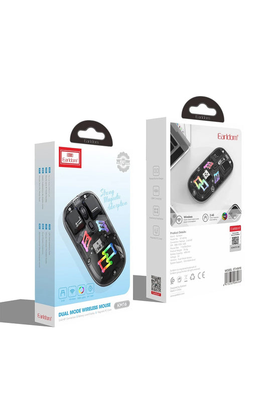 KM16 1600 DPI Sessiz Transparan Yapılı RGB Kablosuz Ofis Mouse 5