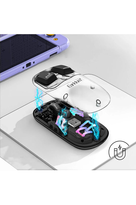 KM16 1600 DPI Sessiz Transparan Yapılı RGB Kablosuz Ofis Mouse 2