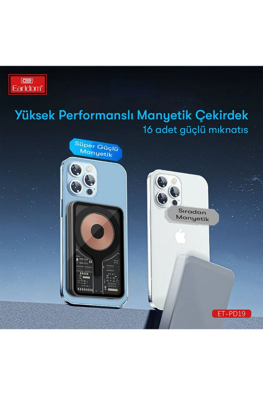 PD19 5.000 mAh Kablosuz Şarjlı Standlı PD Hızlı Şarj Powerbank 5