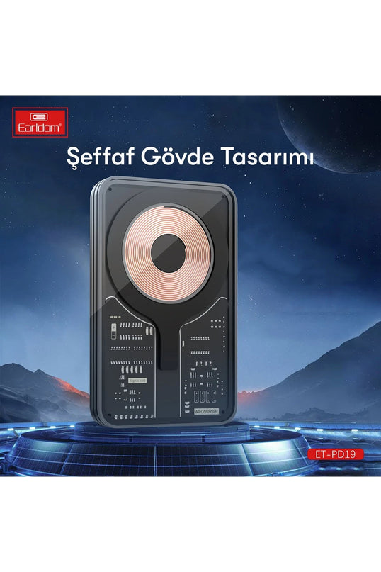 PD19 5.000 mAh Kablosuz Şarjlı Standlı PD Hızlı Şarj Powerbank 6