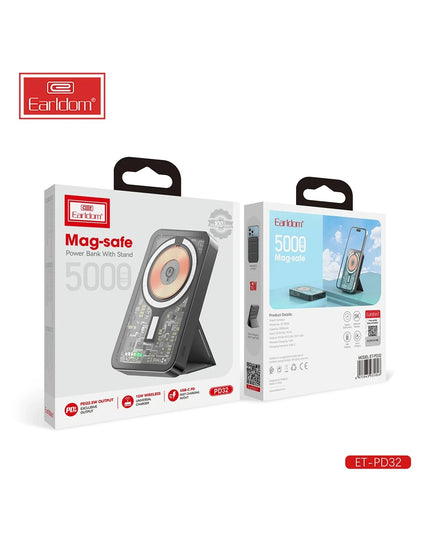 PD32 5.000 mAh 22.5W Kablosuz Şarjlı Standlı PD Hızlı Şarj Powerbank 9