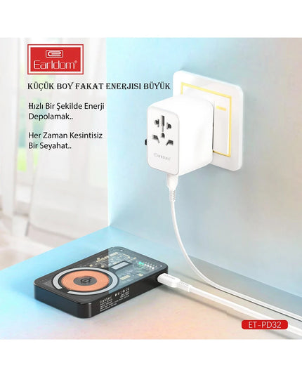 PD32 5.000 mAh 22.5W Kablosuz Şarjlı Standlı PD Hızlı Şarj Powerbank 3