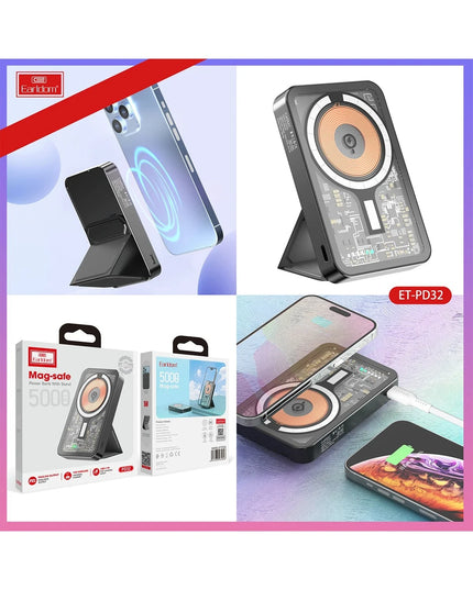 PD32 5.000 mAh 22.5W Kablosuz Şarjlı Standlı PD Hızlı Şarj Powerbank 8