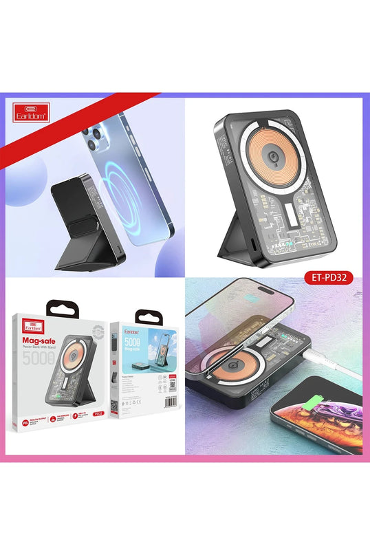 PD32 5.000 mAh 22.5W Kablosuz Şarjlı Standlı PD Hızlı Şarj Powerbank 8