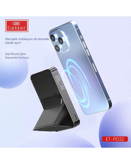 PD32 5.000 mAh 22.5W Kablosuz Şarjlı Standlı PD Hızlı Şarj Powerbank 6
