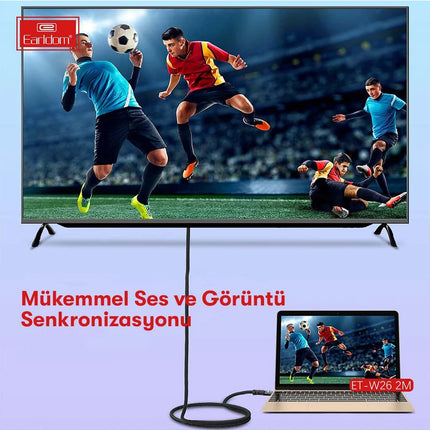 W26 2m 4K Altın Uçlu Hasır HDMI Kablo 6