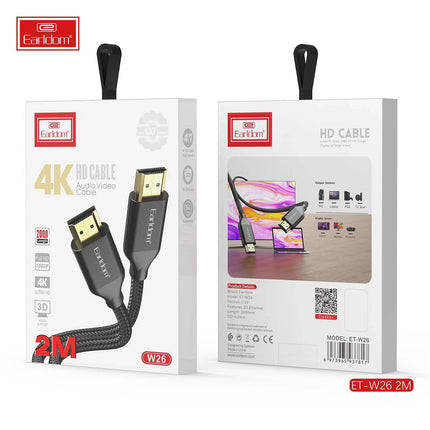 W26 2m 4K Altın Uçlu Hasır HDMI Kablo 8