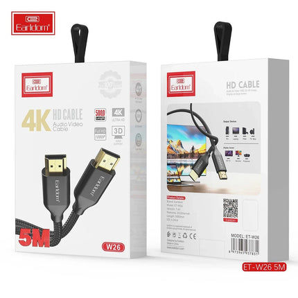 W26 5M 4K Altın Uçlu Hasır HDMI Kablo 8