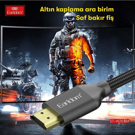 W26 5M 4K Altın Uçlu Hasır HDMI Kablo 4