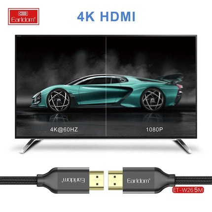 W26 5M 4K Altın Uçlu Hasır HDMI Kablo 3