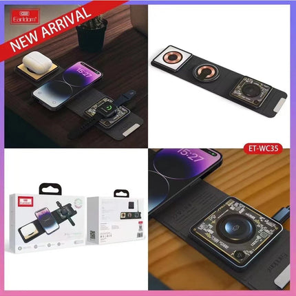 WC35 3in1 15W Magsafe Katlanabilir Masaüstü Kablosuz Şarj Standı 9