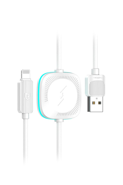 WC40 1.2M 12W Usb to Lightning ve 2.5W Kablosuz Saat Şarj Çıkışlı 2in1 Hızlı Şarj Kablosu