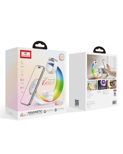WC55 4in1 15W Telefon Saat ve Airpods İçin RGB Kablosuz Şarj Standı 6