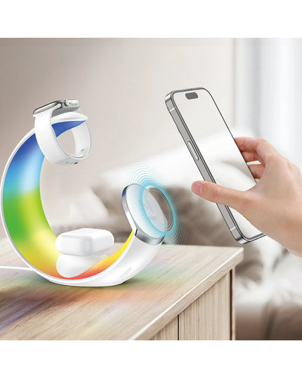 WC55 4in1 15W Telefon Saat ve Airpods İçin RGB Kablosuz Şarj Standı 3