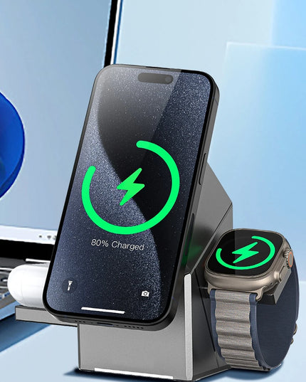 WC65 3in1 15W Telefon 2.5W Saat ve 5W Airpods İçin Kablosuz Şarj Standı 2