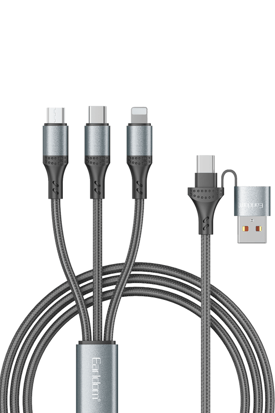 EC-IMC032 1.2M 120W 5in1 USB Type-C to Type-C Micro Lightning Örgülü Hızlı Şarj Kablosu