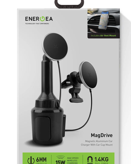 MagDrive 2in1 Izgara Klipsli ve Bardaklık Bölgesine Takma Aparatlı 15W Kablosuz Şarjlı Manyetik Magsafe Araç Tutucu 7