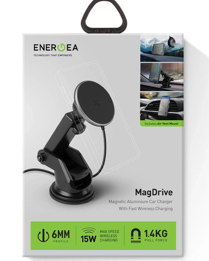 MagDrive 2in1 Izgara Klipsli ve Vantuzlu 15W Kablosuz Şarjlı Manyetik Magsafe Araç Tutucu 6