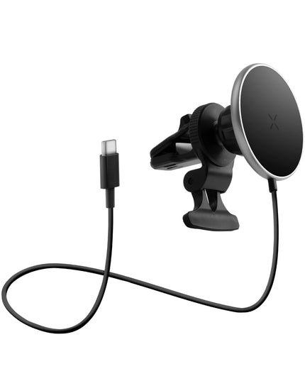 MagDrive 2in1 Izgara Klipsli ve Vantuzlu 15W Kablosuz Şarjlı Manyetik Magsafe Araç Tutucu 2
