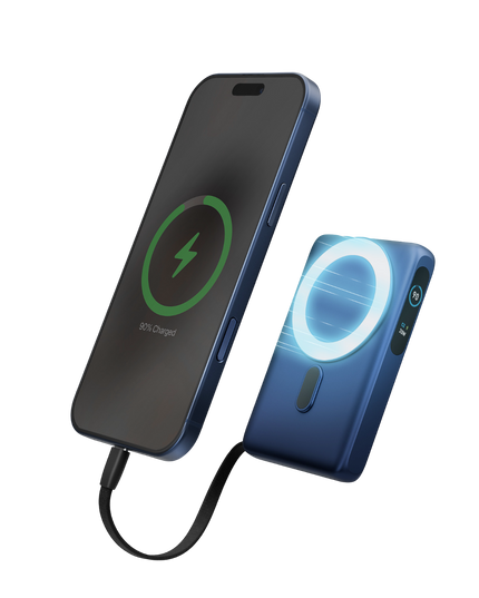 MagPac Ultra 10000mAh Qi2 25W Dahili Kablolu Standlı Manyetik Powerbank - Mavi 2