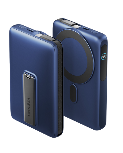 MagPac Ultra 10000mAh Qi2 25W Dahili Kablolu Standlı Manyetik Powerbank - Mavi