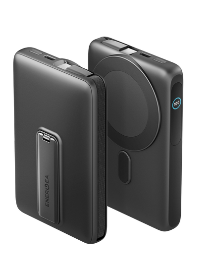 MagPac Ultra 10000mAh Qi2 25W Dahili Kablolu Standlı Manyetik Powerbank - Siyah
