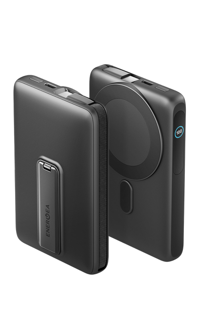 MagPac Ultra 10000mAh Qi2 25W Dahili Kablolu Standlı Manyetik Powerbank - Siyah