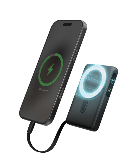 MagPac Ultra 10000mAh Qi2 25W Dahili Kablolu Standlı Manyetik Powerbank - Siyah 2