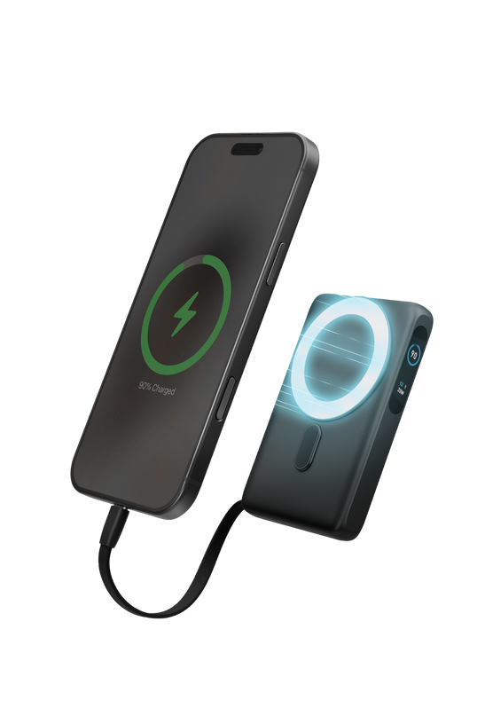 MagPac Ultra 10000mAh Qi2 25W Dahili Kablolu Standlı Manyetik Powerbank - Siyah 2