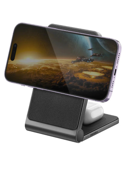 MagTrio 3in1 Katlanabilir 15W Telefon Saat Airpods Masaüstü Hızlı Şarj Standı 4
