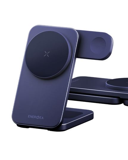 MagTrio 2 3in1 Katlanabilir 25W Telefon Saat Airpods Masaüstü Hızlı Şarj Standı - Lacivert 2