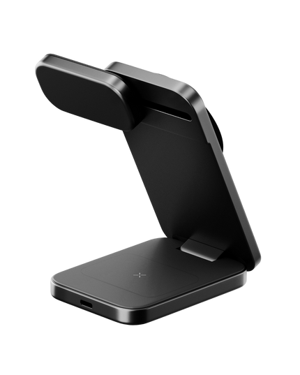 MagTrio 2 3in1 Katlanabilir 25W Telefon Saat Airpods Masaüstü Hızlı Şarj Standı - Siyah 3