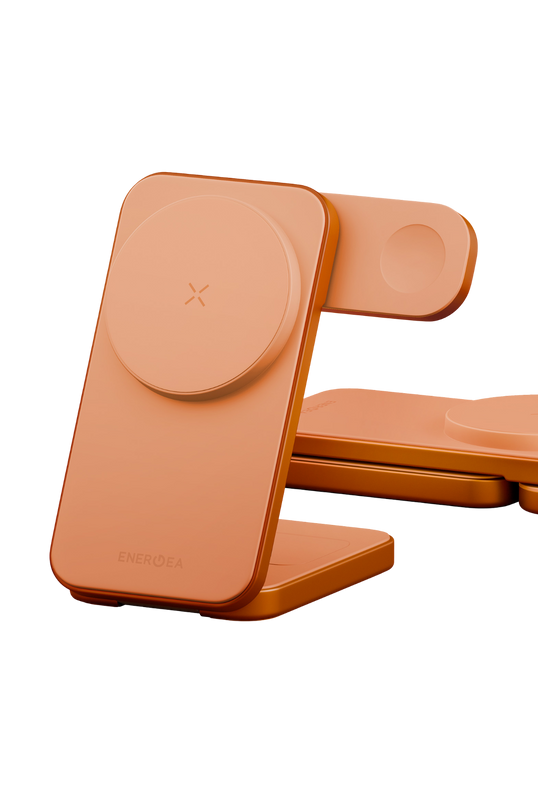 MagTrio 2 3in1 Katlanabilir 25W Telefon Saat Airpods Masaüstü Hızlı Şarj Standı - Turuncu 2