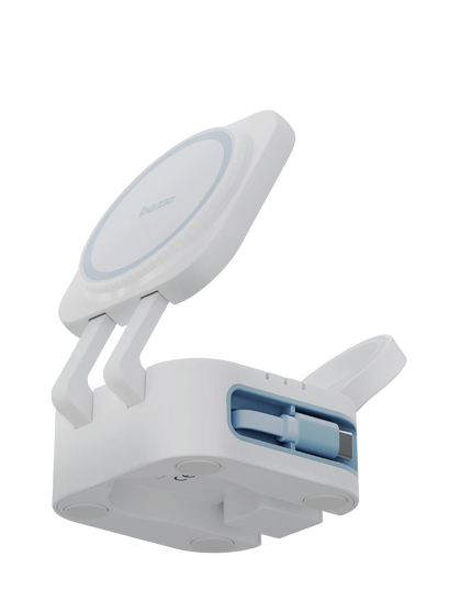 X Bazic GoMag Station Mini 3in1 Katlanabilir 80cm Dahili Kablolu 15W Telefon Saat Masaüstü Hızlı Şarj Standı 2