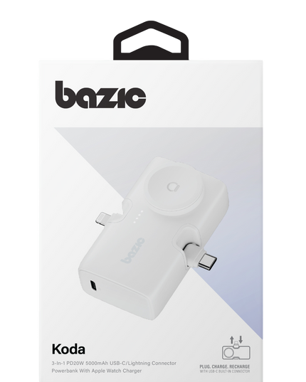 x Bazic GoPower Koda 5000mAh 3in1 Lightning ve Apple Watch Destekli Katlanabilir Powerbank - Beyaz 5