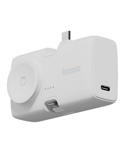 x Bazic GoPower Koda 5000mAh 3in1 Lightning ve Apple Watch Destekli Katlanabilir Powerbank - Beyaz 3