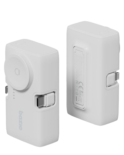 x Bazic GoPower Koda 5000mAh 3in1 Lightning ve Apple Watch Destekli Katlanabilir Powerbank - Beyaz