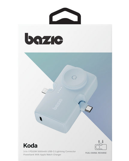 x Bazic GoPower Koda 5000mAh 3in1 Lightning ve Apple Watch Destekli Katlanabilir Powerbank - Mavi 5