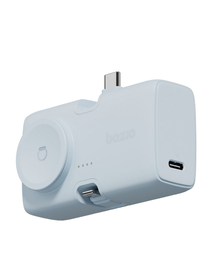 x Bazic GoPower Koda 5000mAh 3in1 Lightning ve Apple Watch Destekli Katlanabilir Powerbank - Mavi 3