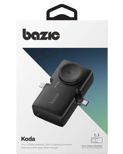 x Bazic GoPower Koda 5000mAh 3in1 Lightning ve Apple Watch Destekli Katlanabilir Powerbank - Siyah 5
