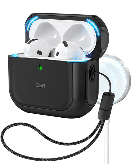 Airpods 4 (4.nesil)/Airpods 5 (5.Nesil) Orbit Hybrid Magsafe Şarj Destekli Kılıf - Siyah