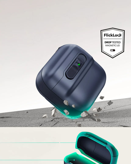 Airpods 4 (4.nesil)/Airpods 5 (5.Nesil) Pulse FlickLock Magsafe Şarj Destekli Kilitli Kılıf - Mavi 5